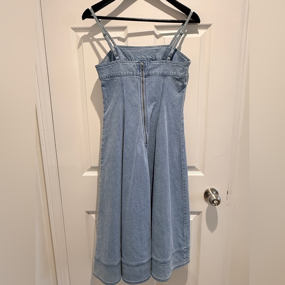 NWT Anthropologie Pilcro Square-Neck Seamed Chambray Midi Dress XS - Picture 11 of 11